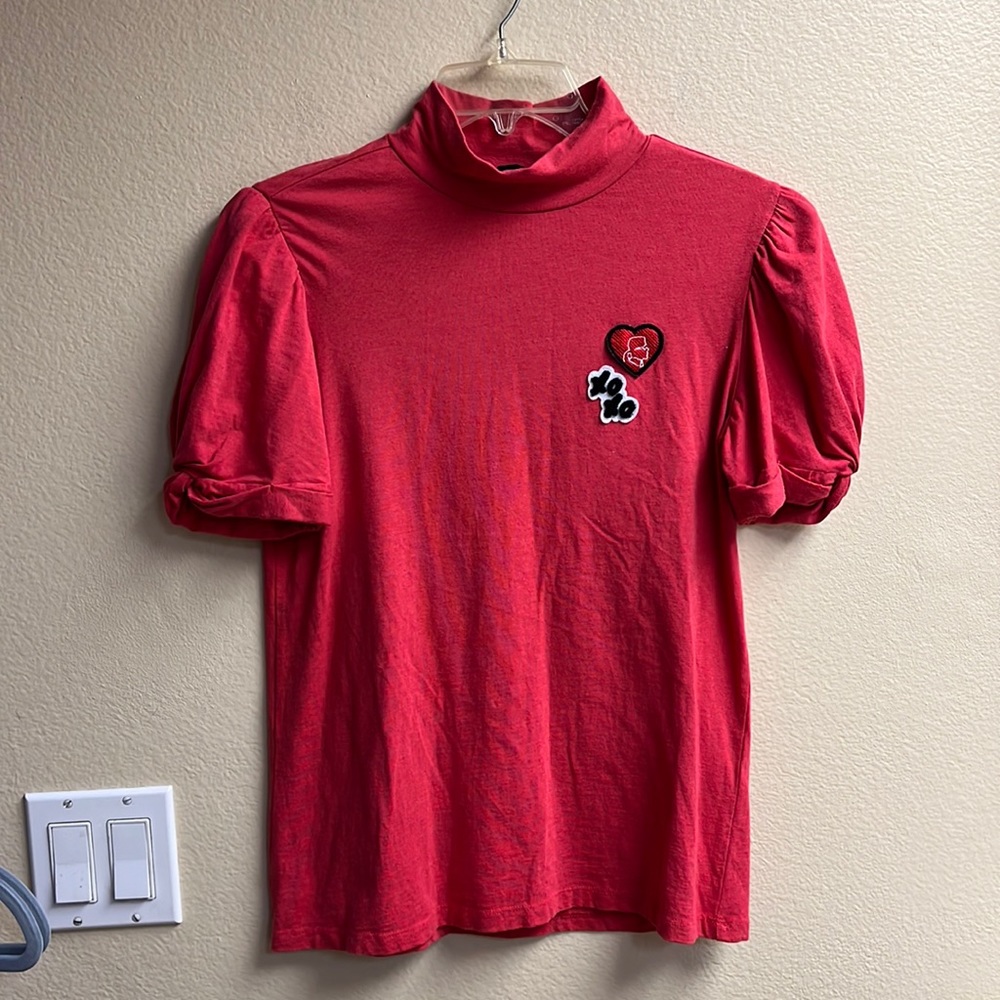 Karl Lagerfeld Paris red heart XOXO logo casual short sleeve shirt tops